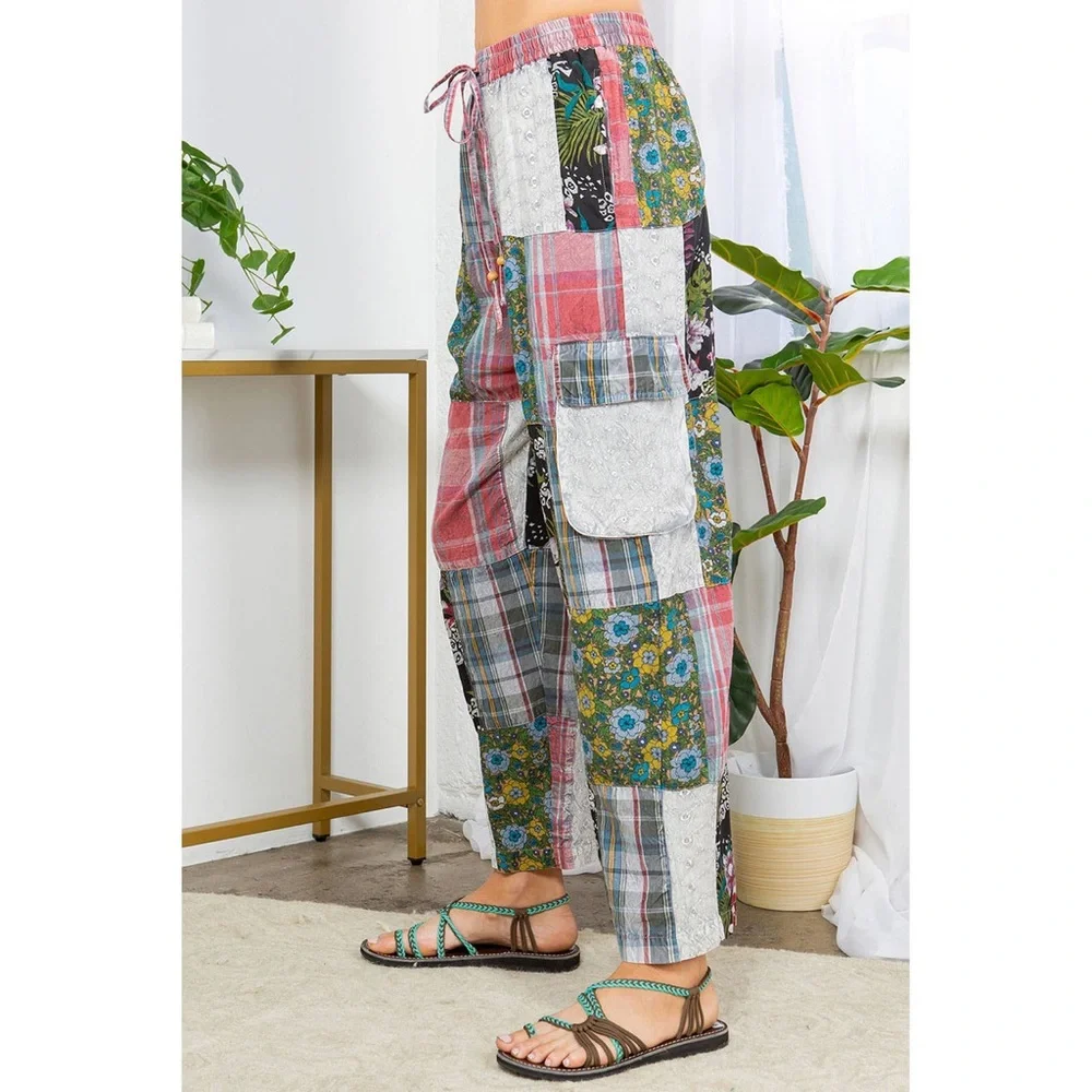 #63 New! Boho Patched up Cargo Pants - Picture 2 of 3